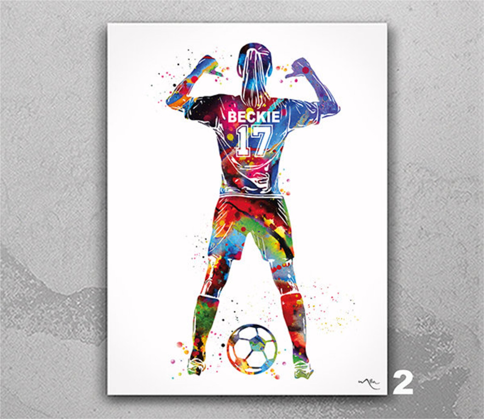 Soccer Player Girl Personalized Watercolor Print Female - Etsy