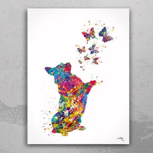 Corgi and Butterfly Watercolor Dog Print Dog Art Gift Pet Dog Love Pet Nursery Animal Dog Poster Cardigan Welsh Dog Art Doglover Gift-1635