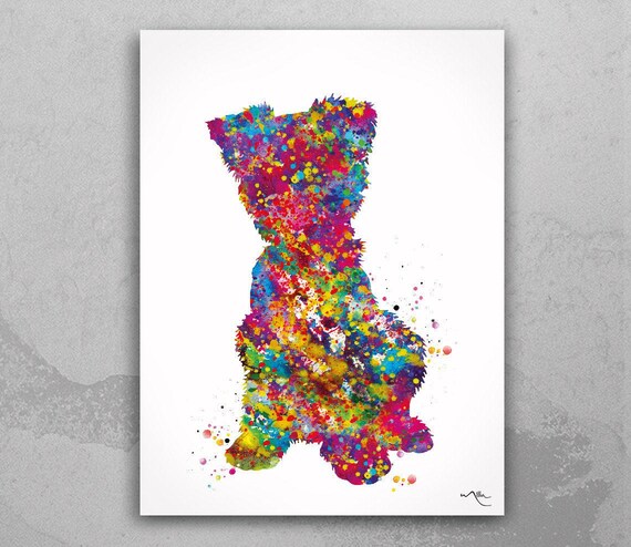 Yorkshire Terrier Watercolor Art Print, Colorful Dog Lover Gift-1915