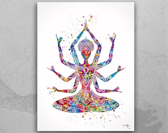 Kali Goddess Watercolor Print Parvati Indian Mother Shiva Spiritual Art Kali Ma Yoga Mantra Devi Feminine Buddha Buddhist Buddhism Art-607