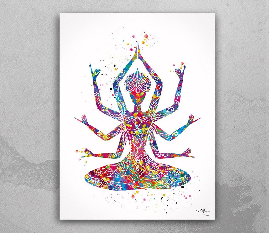 Discover Kali Goddess Watercolor Print Parvati Indian Mother Poster