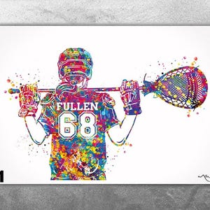 Lacrosse Goalie Girl Women Female Personalized Watercolor Print Sports Girl Teen Room Decor Personalized Gift Customize Wall Art Gift-2482
