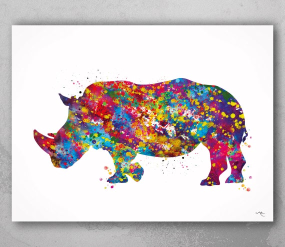 Rhino Print Rhino Watercolor print African Decor Gift Her African Gift Rhino Art Print Rhino Gift Idea Safari Animals African Art