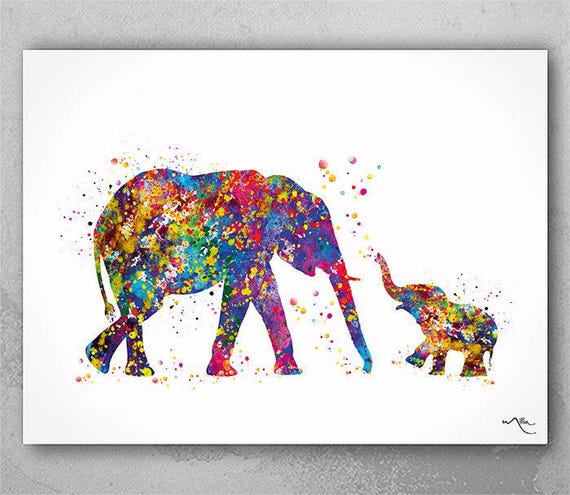 Elephant Family Watercolor Print, Nursery Wall Decor-16