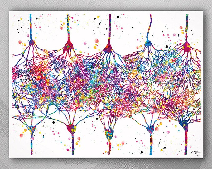 Neuron Anatomy Art Watercolor Neuron Cell Artwork Neurology Art ...