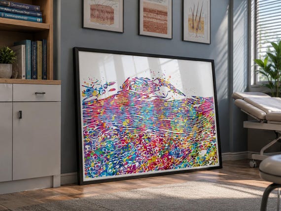 Nail Histology Watercolor Print, Dermatology Science Art-2350