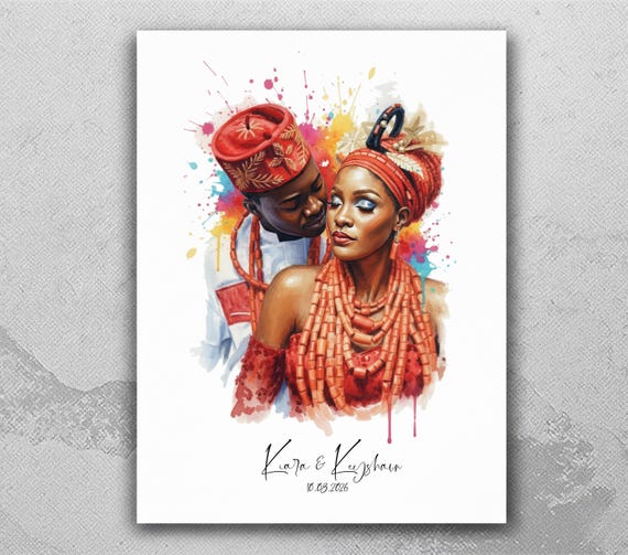 Custom Watercolor Couple Portrait, Anniversary Gift (Digital Download) Gift