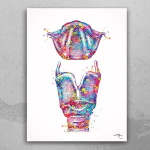Larynx and Vocal Cord Watercolor Print Medical Art Anatomy Art Audiologist ENT Poster Science Art Speech Therapy Office Clinic Art Decor-171