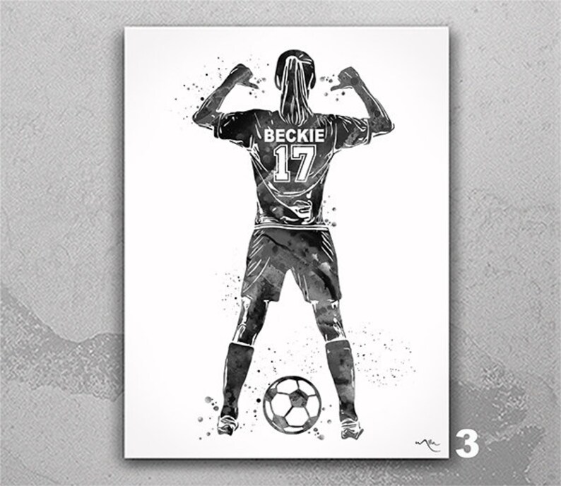 Soccer Player Girl Personalized Watercolor Print Female - Etsy
