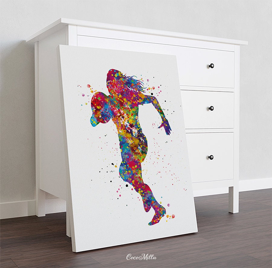 Girl Rugby Player Watercolor Print, Sports Wall Art-1726 - Etsy
