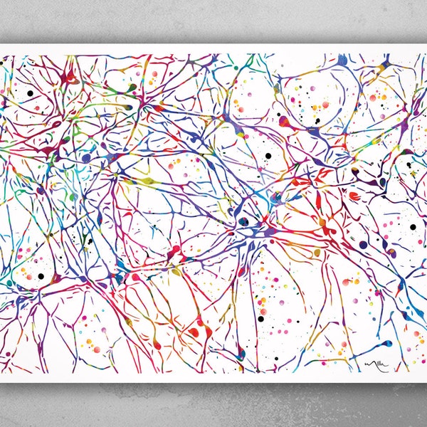 Dopaminergic Neurons Watercolor Print Dopamine System Science Gift Neurology Medical Art Wall Art Office Laboratory Clinic Decor Doctor-1419