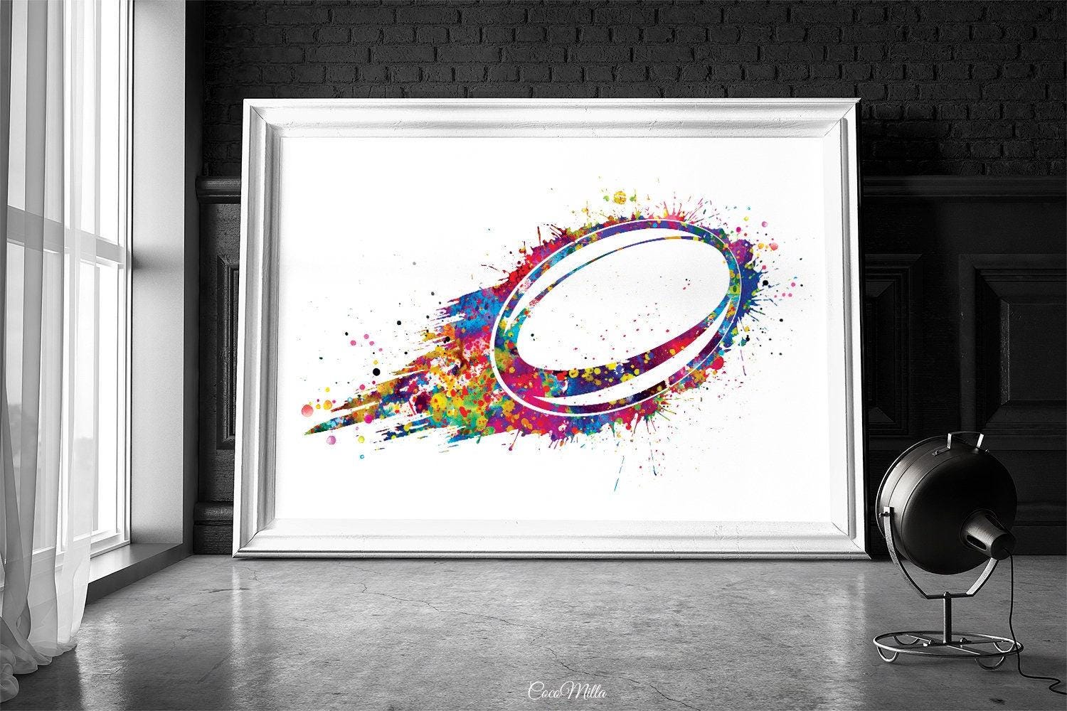 Watercolour Rugby Posts Watercolor Rugby Ball Print, Colorful Poster Sports Wall Art-1527 - Etsy