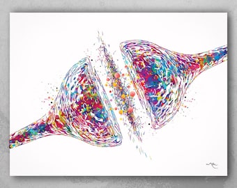 Synapse Watercolor Print | Neurology, Neuroscience Art-1764