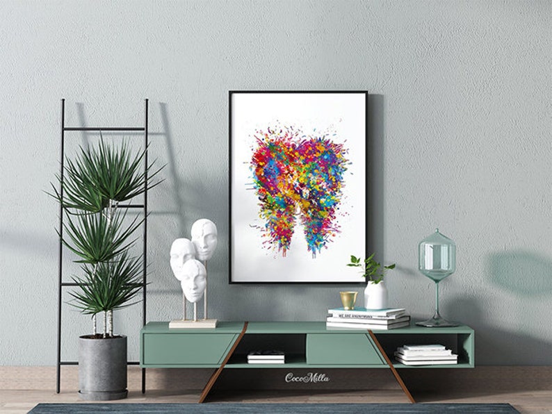 Tooth Art Watercolor Print Teeth Anatomical Art Dental Clinic Etsy