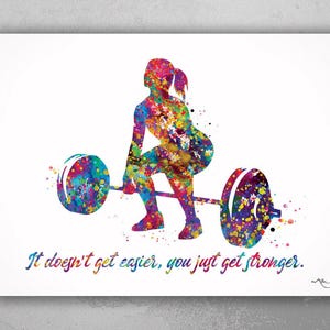 Woman Weight Lifter Quote Watercolor Print Female Weightlifter Gift Art Wall Decor Gym Fitness and she lifted motivational Wall Art-2043