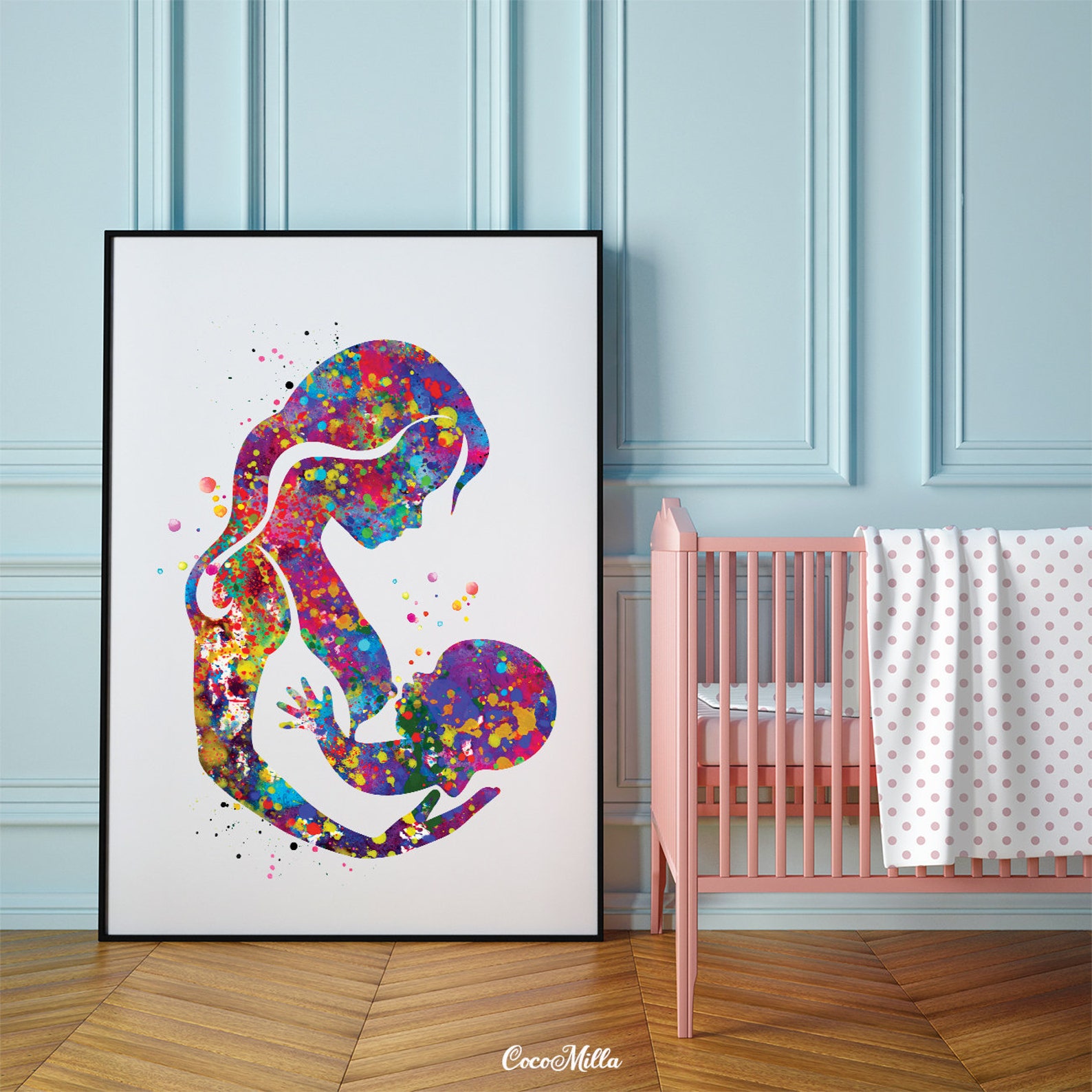 Vintage Medical Wall Art - Breastfeeding Mother Quote Watercolor Print, 12x18 Inch Framed Canvas - View #6