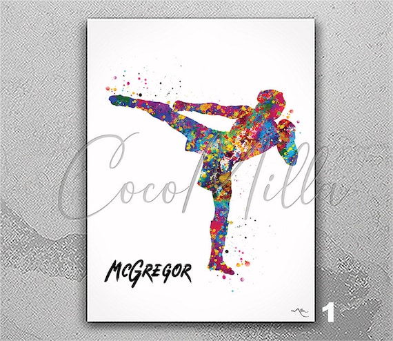 Watercolor MMA Fighter Print: Personalized Martial Arts Gift-1420