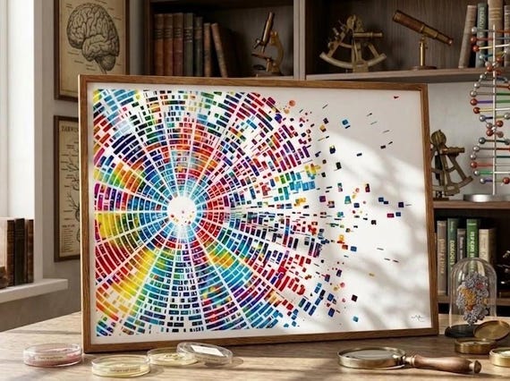DNA Watercolor Print | Genome Map, Science Biology Art-2570