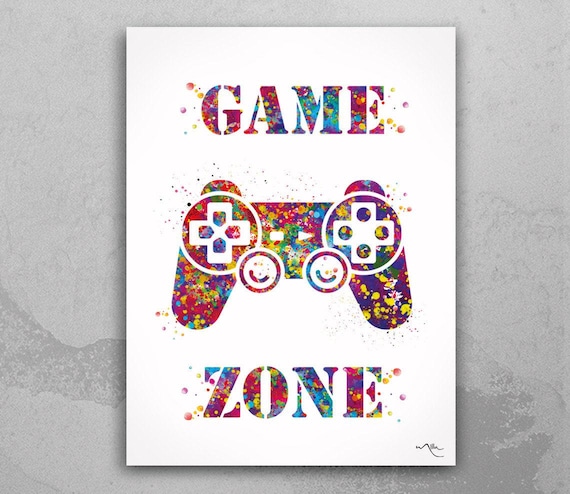 Watercolor Game Controller Print | Gamer Room Decor-1816