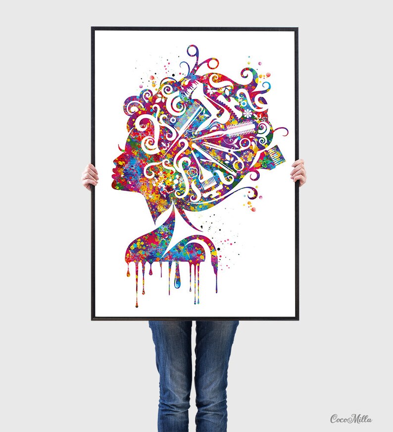 Hair Stylist Art Watercolor Print Hair Salon Art Hair Dresser Etsy