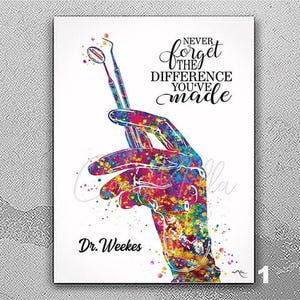 Dentist Personalized Thank you Card Watercolor Print Dental Surgeon, Gift Doctor Appreciation Card Orthodontist Customize Wall Art-2952
