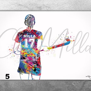 Field Hockey Player Women Girl Female Personalized Watercolor Print Sports Girl Teen Room Decor Personalized Gift Customize Wall Art-2387 image 5