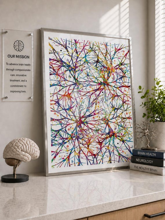 Neural Connections Watercolor Print, Abstract Neurology Art-1827
