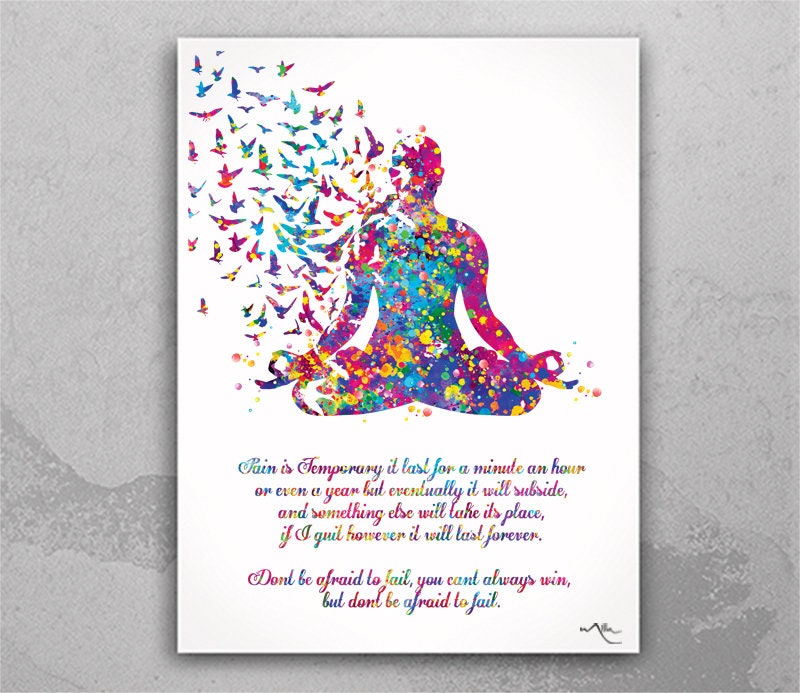 Discover Don't be afraid Quote Yoga Art Yoga Sukhasana Poster