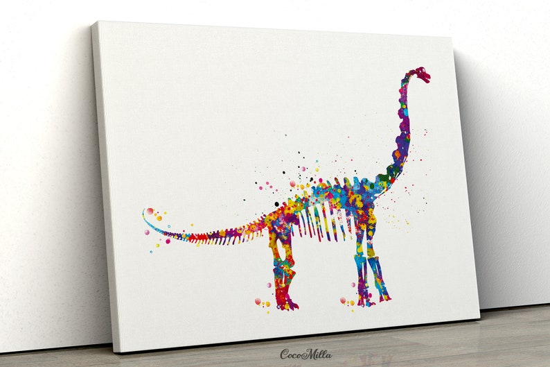 Brontosaurus Dinosaur Skeleton Dino Watercolor Print Boy Gift - Etsy