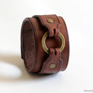 Handmade Leather Bracelet, Wristband / Flat O-ring / Bangle, watch-style