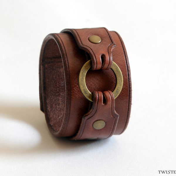 Handmade Leather Bracelet, Wristband / Flat O-ring / Bangle, watch-style