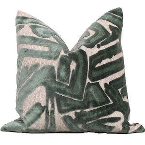 S. Harris Depiction in "Mint" Decorative Pillow Cover 18x18, 20x20, 22x22, Euro Shams, Lumbar size, Fabricut Pillow Cover, Designer Pillow