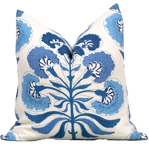 Thibaut Tybee Tree Blue & White Decorative Pillow Cover 18x18, 20x20, 22x22, Euro Shams, Lumbar size, Thibaut Pillow Covers, Designer Pillow