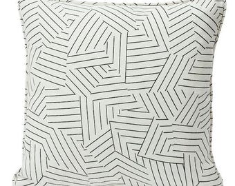 Schumacher Deconstructed Stripe in Black Decorative Pillow Cover with welting, 18X8" 20X20", Euro Pillow, Lumbar Pillow, Made to Order.