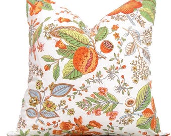 Schumacher Pomegranate Botanical Orange Pillow Cover 18x18, 20x20, 22x22, Euro Shams, Lumbar size, Decorative Pillow Cover, Designer Pillow
