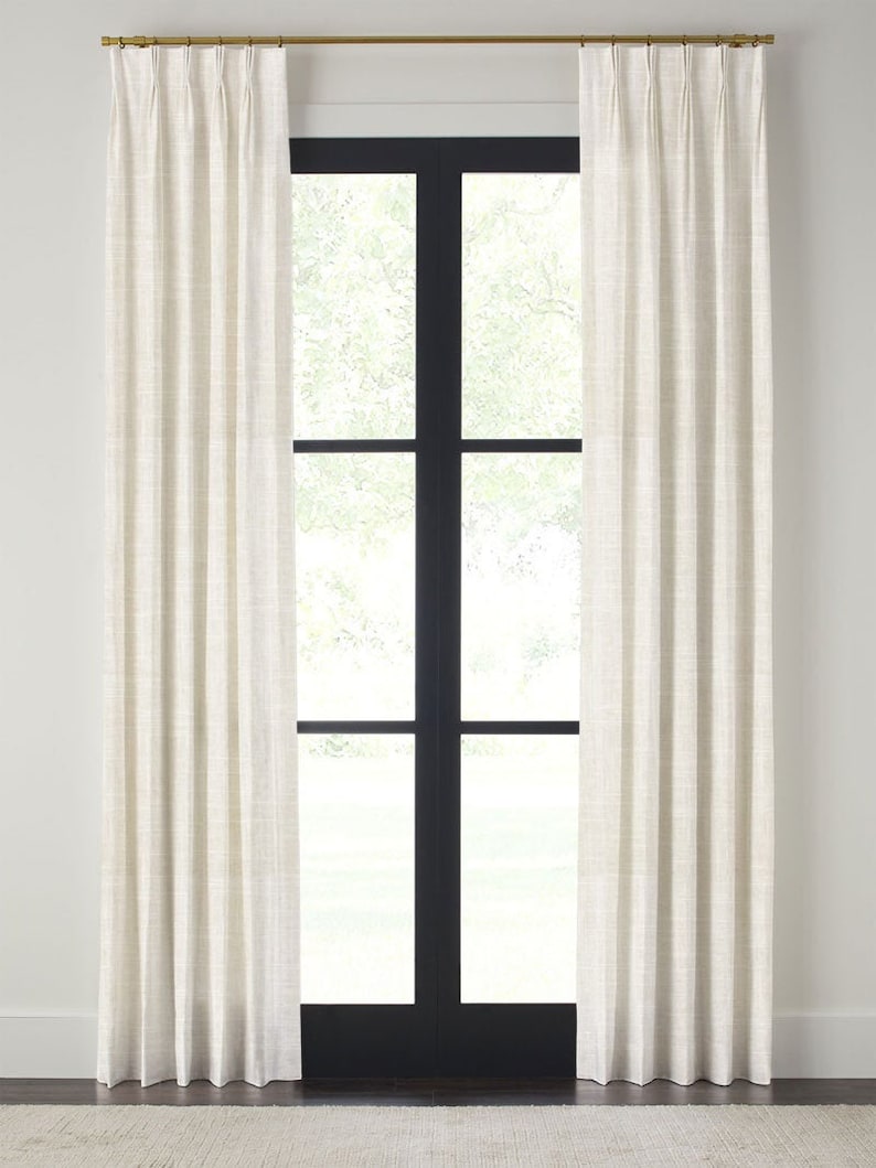 IVORY Linen Curtains French Pleat Curtains Side Drapery Etsy