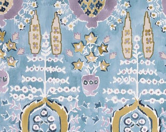 Thibaut Mendoza Suzani Pillow Cover: French Blue Lavender Linen