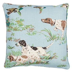 Schumacher Pointers in Sky Decorative Pillow Cover with welting, 18X8&quot; 20X20&quot;, Euro Pillow, Lumbar Pillow, Made to Order.