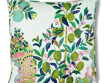 Schumacher Citrus Garden in Lime Decorative Pillow Cover with welting, 18X8" 20X20", Euro Pillow, Lumbar Pillow, Made to Order.