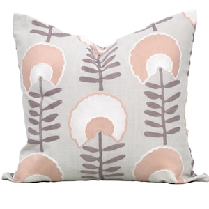 Fabricut Hopps Floral Blush Pillow Cover 18x18, 20x20, 22x22, Euro Shams, Lumbar size, Fabricut Pillow Cover, Designer Pillow
