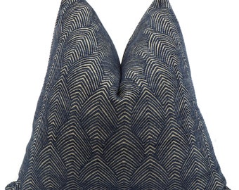 Navy/Indigo Herringbone Pillow Cover, Modern Navy Pillow Cover, Square Pillow, Euro Sham, Lumbar Pillow, Designer Fabric  &quot;Double Sided&#39;