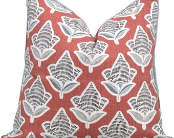 Large Red Floral Print Pillow Cover, "Scarlet" 18x18, 20x20, 22x22, Euro Shams, Lumbar size, Designer Pillow