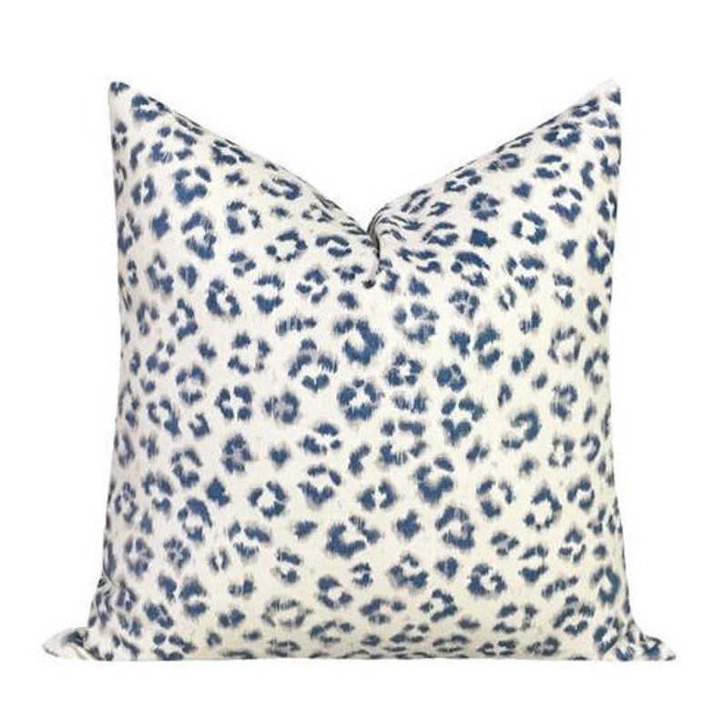 Blue Leopard Print Pillow Cover Animal Print Pillow Cover Etsy