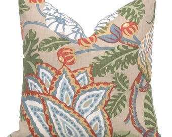 Thibaut Mitford Beige Decorative Pillow Cover 18x18, 20x20, 22x22, Euro Shams, Lumbar size, Thibaut Pillow Cover, Designer Pillow