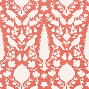 Schumacher Chenonceau in Coral Decorative Pillow Cover, 18X8" 20X20", Euro Pillow, Lumbar Pillow, Made to Order.
