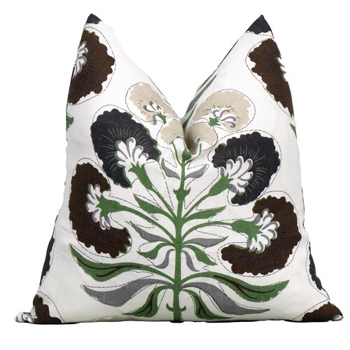 Thibaut Tybee Tree Black Green Decorative Pillow Cover 18x18, 20x20, 22x22, Euro Shams, Lumbar size, Thibaut Pillow Covers, Designer Pillow
