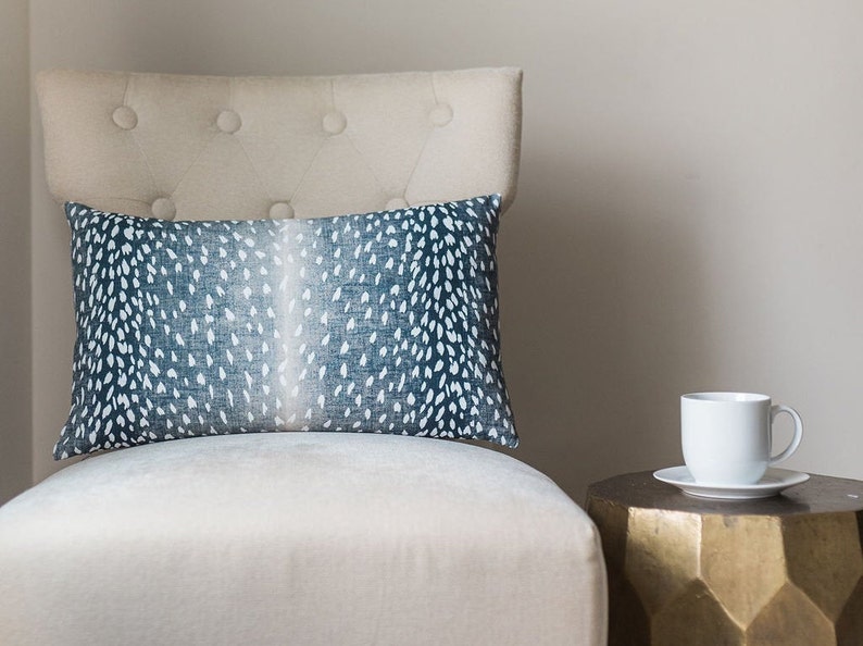 Navy Blue Antelope Pillow Cover Square Euro Sham Lumbar Etsy