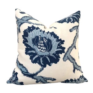 Blue and white Pillow Cover, French General Blue Floral Throw Pillow Cover, Jacobean Pillow, Decorative Pillows,  Designer Pillows.