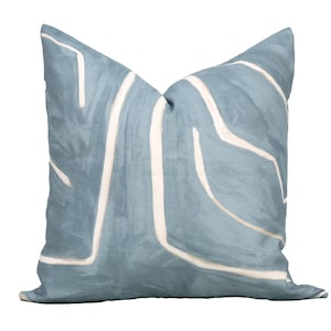 Pillow Cover GRAFFITO - DEEP SKY, Kelly Wearstler Modern Home Decor, Light Blue Pillow Covers, Designer Pillow Cushion Cover, Lee Jofa