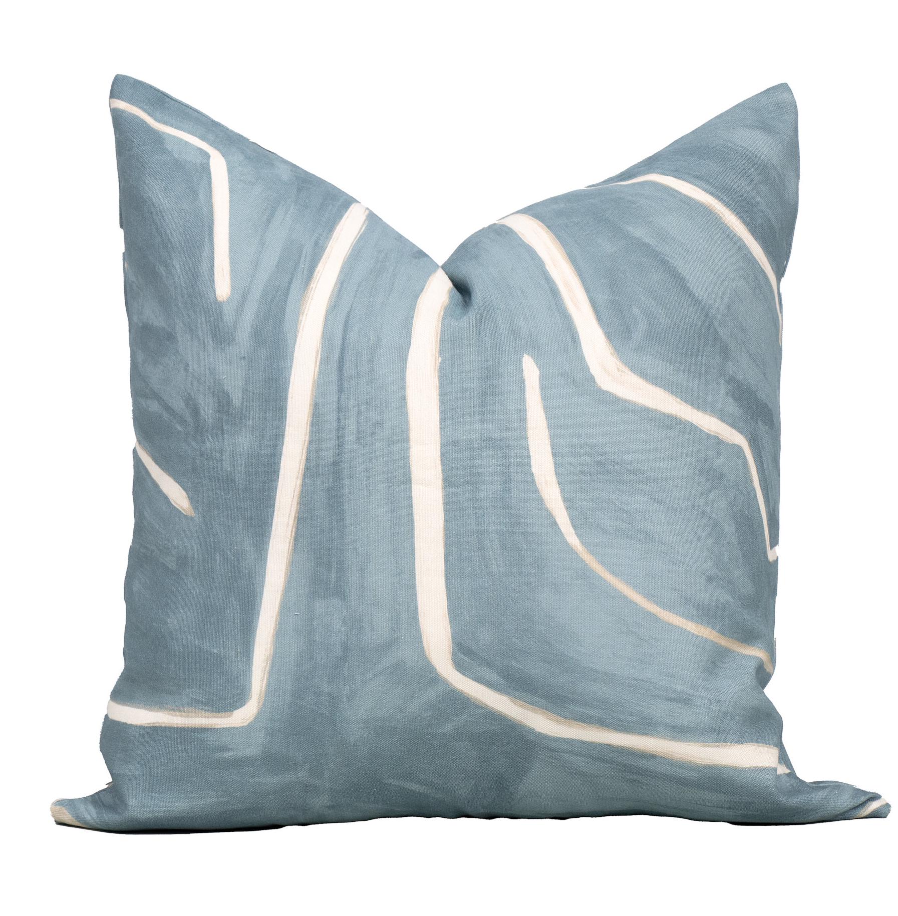 Pillow Cover GRAFFITO - DEEP SKY, Kelly Wearstler Modern Home Decor, Light Blue Pillow Covers, Designer Pillow Cushion Cover, Lee Jofa